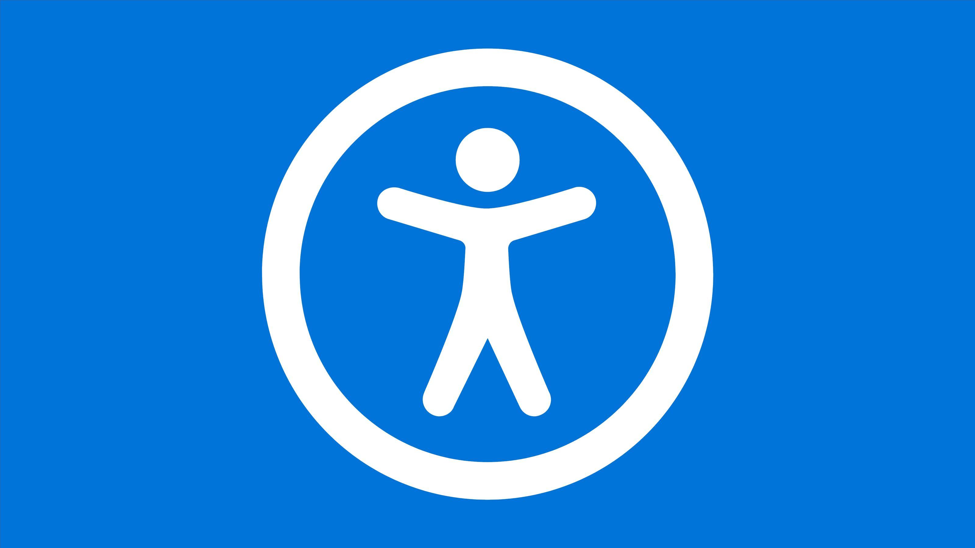 An illustration of a person in a circle on a blue background