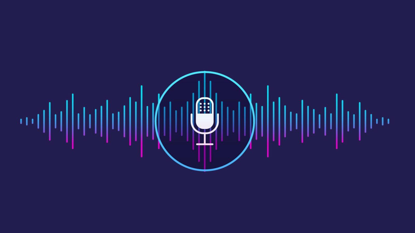 a microphone icon on top of sound waves
